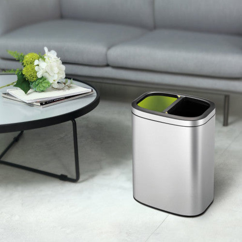 Compass Rectangular Recycling Bin Stainless Steel Black Green 20L Pack of 4