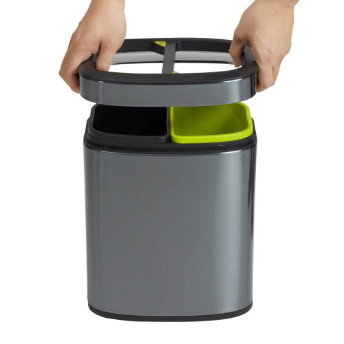 Compass Rectangular Recycling Bin Titanium Black Green 10L Pack of 4