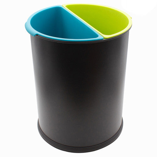 Compass Round Dual Chamber Bin Powder Coated Black 14L Carton of 6