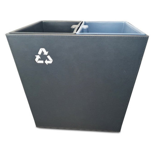 Compass Twin Recycle Bin Leatherette Black 14L