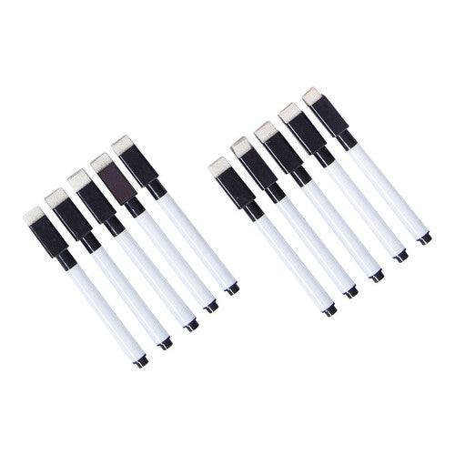 Creative Kids Write N Wipe Markers with Eraser Tip Black Pack of 10