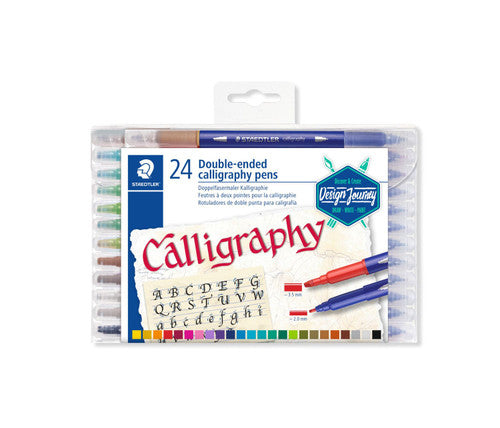 Staedtler 3005 TB24 Double-Ended Calligraphy Pens Wallet of 24 Assorted Colours