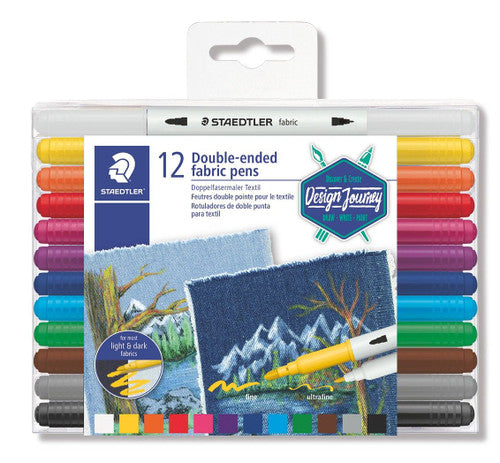 Staedtler 3190 TB12 Double-Ended Fabric Markers Wallet of 12 Assorted Colours