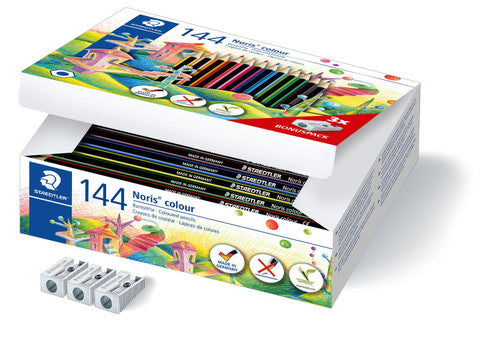 Staedtler Noris Colour Class Pack 144 Pencils 12 Assorted Colours with 3 Sharpeners 185 C144