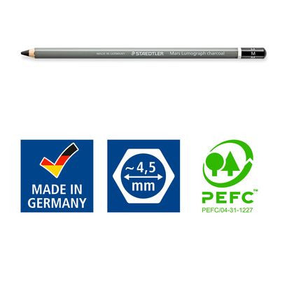 Staedtler 100C-H Mars Lumograph Charcoal Pencils in a Box of 12