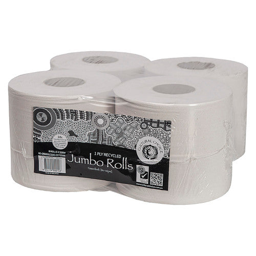 Cultural Choice Jumbo Roll Recycled 1 Ply 500m Carton of 8