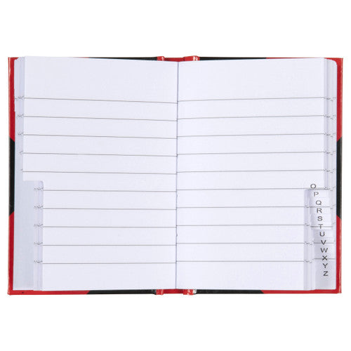 Black and Red Notebook Gloss Cover A7 100 Leaf Indexed