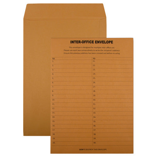 Envelope Ungummed Heavy Gold Printed Interoffice Pocket C4 324 x 229mm Box 250