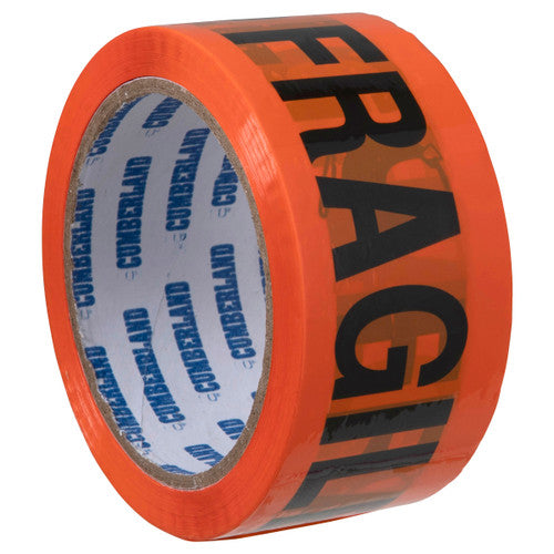 Fragile Tape 48mm x 66m Orange and Black Pack 6