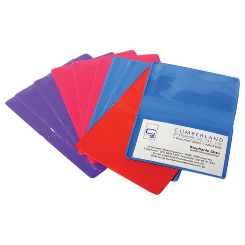 Card Holder with 2 Clear Pockets 100 x 70mm Assorted Colours Pack 10