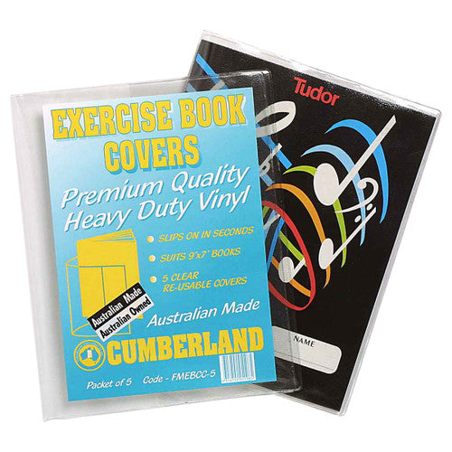 Book Covers Clear PVC 9 x 7 Inch 230 x 370mm Vertical Pocket Pack 5