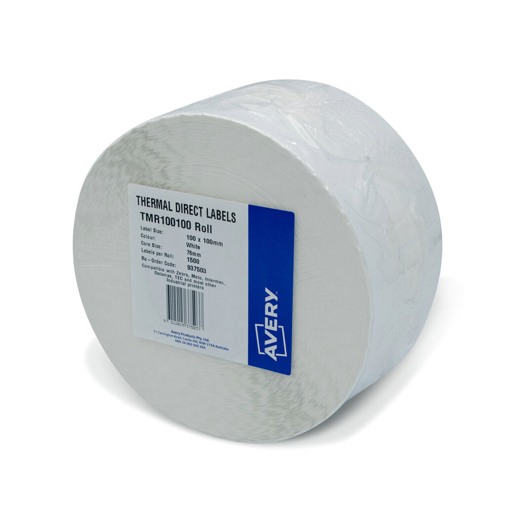 Avery White Thermal Labels TMR100100 1500/Roll 100 x 100mm
