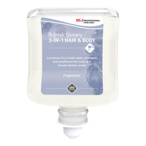 Deb Refresh Luxury 3-in-1 Body Wash Shampoo and Conditioner 1L