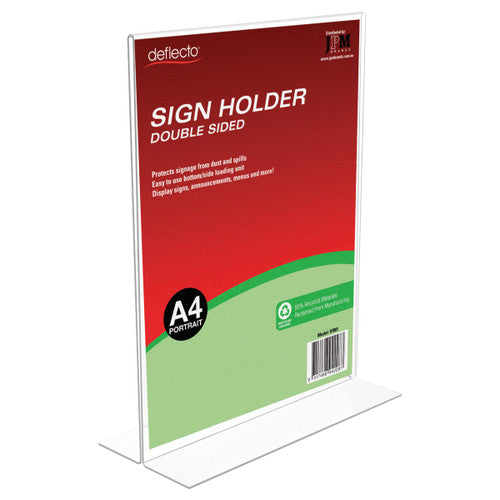 Deflecto 80 Percent Recycled Content Sign Holder Double Sided A4 Portrait