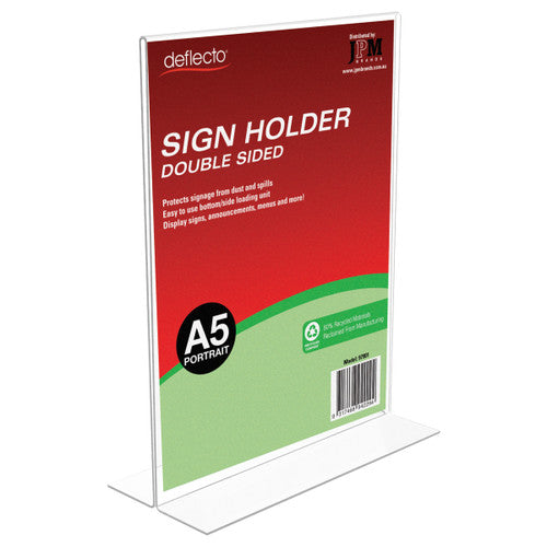Deflecto 80 Percent Recycled Content Double Sided Sign Holder A5 Portrait