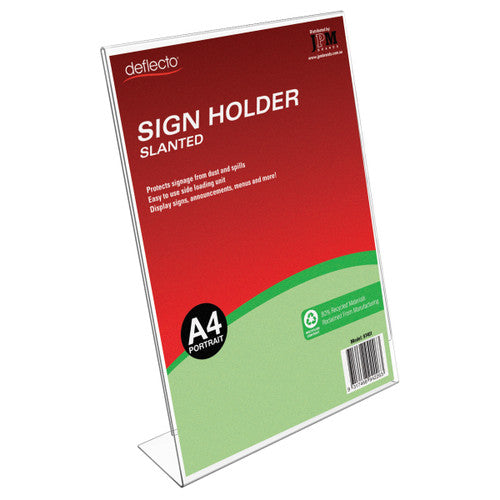 Deflecto 80 Percent Recycled Content Sign Holder Slanted A4 Portrait
