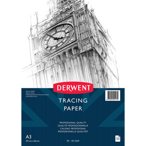 Derwent Professional Tracing Paper A4 90–95gsm Pad 50 Sheets Pack of 5