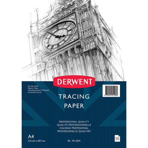 Derwent Professional Tracing Paper A4 60–65gsm Pad 50 Sheets Pack of 5
