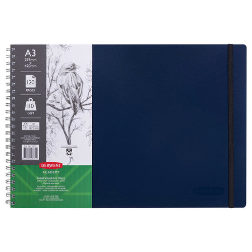Derwent Academy Visual Art Diary A3 Landscape 120 Page Navy Pack of 10