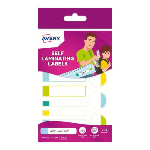 Avery Kids Self Laminating Labels Assorted Shapes 24 Pack Colour Set 1