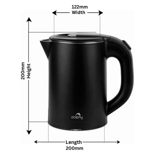 Dolphy 0.8L Stainless Steel Electric Kettle Black
