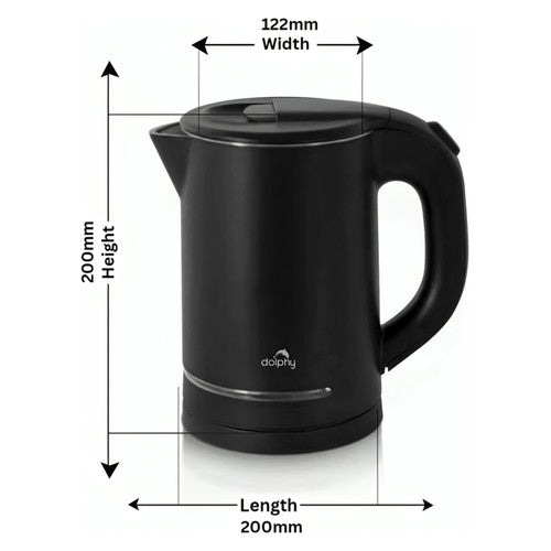 Dolphy 0.8L Stainless Steel Electric Kettle with Light Design Black