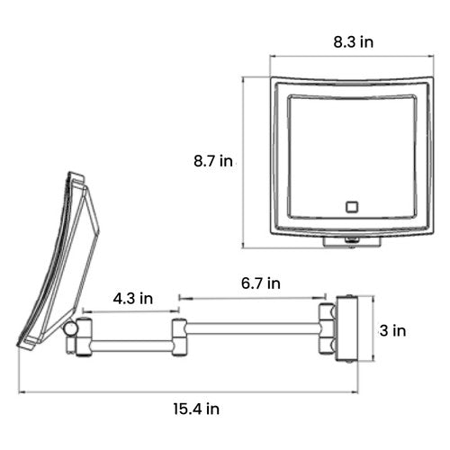 Dolphy 180° 3x LED Magnifying Mirror Wall Mount One Side Silver
