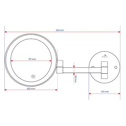 Dolphy 3x LED Magnifying Mirror Wall Mount Round Silver
