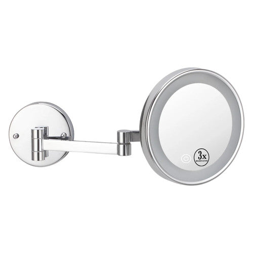 Dolphy 3x LED Magnifying Mirror Wall Mount Round Silver