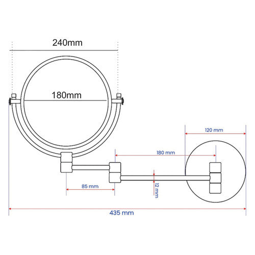 Dolphy 3x LED Magnifying Mirror Wall Mount Silver