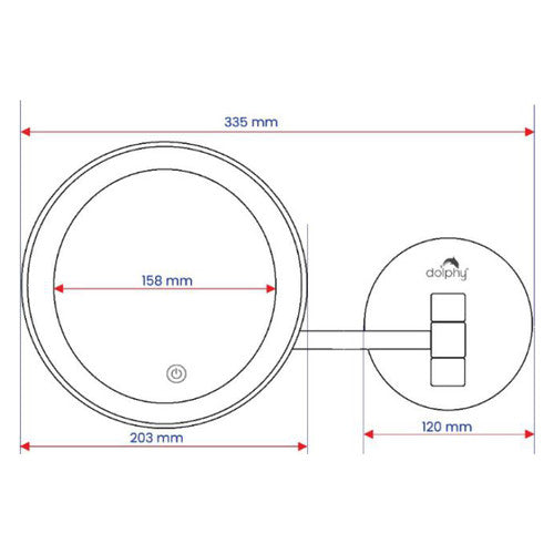 Dolphy 3x LED Magnifying Mirror Wall Mount Single Arm Round White