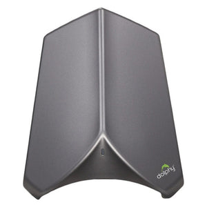 Dolphy ADGE hand dryer, front view of the angular housing with Dolphy logo