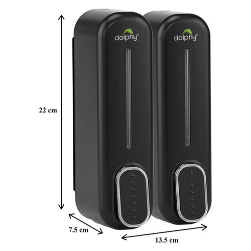 Dolphy Classic Soap and Shampoo Dispenser 300ml Black Pack of 2