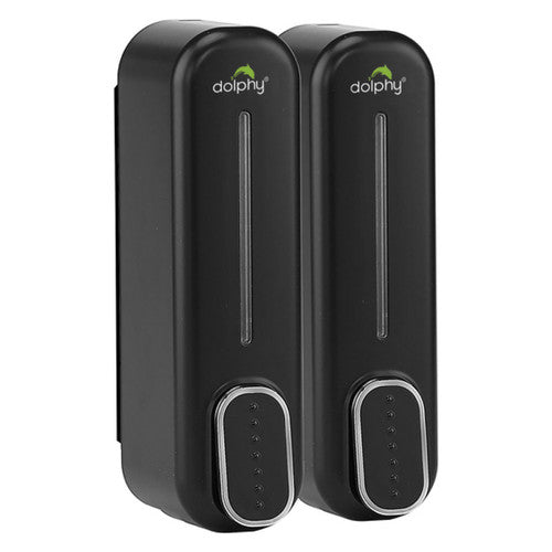 Dolphy Classic Soap and Shampoo Dispenser 300ml Black Pack of 2