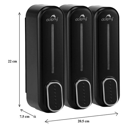 Dolphy Classic Soap and Shampoo Dispenser 300ml Black Pack of 3