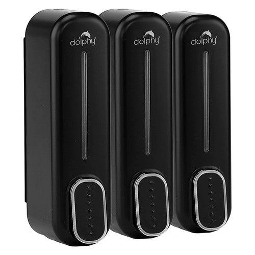 Dolphy Classic Soap and Shampoo Dispenser 300ml Black Pack of 3