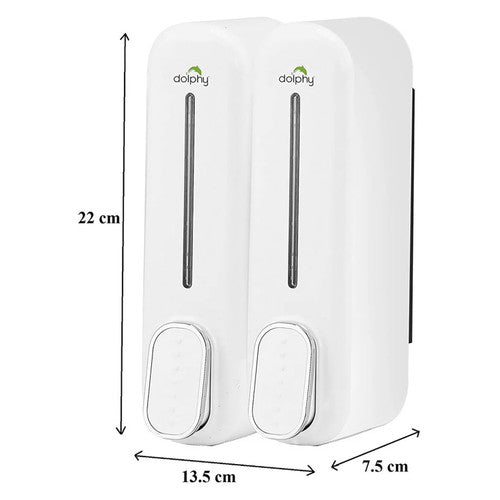 Dolphy Classic Soap and Shampoo Dispenser 300ml White Pack of 2