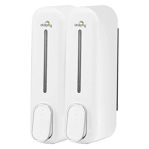 Dolphy Classic Soap and Shampoo Dispenser 300ml White Pack of 2