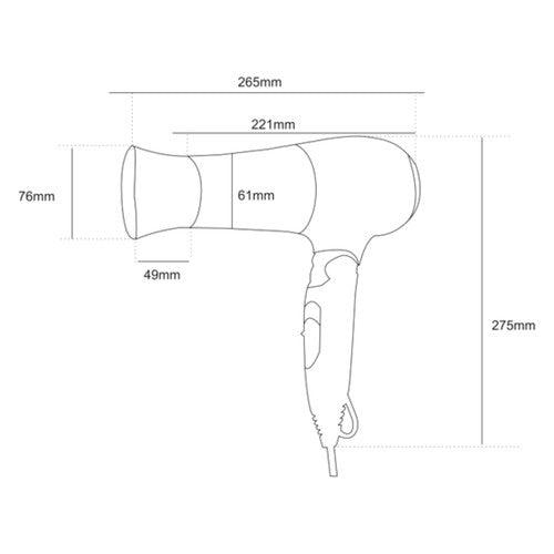 Dolphy Premium Foldable Hair Dryer 2000W Matte Black