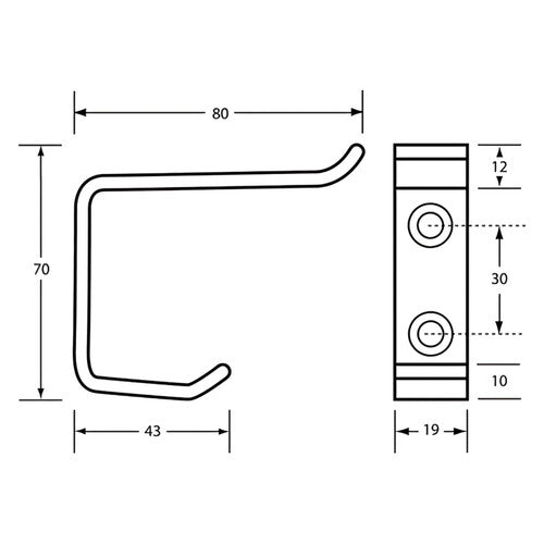 Dolphy Stainless Steel Double Robe Hook 43mm and 80mm Silver