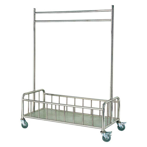 Dolphy Stainless Steel Rolling Laundry Cart with Hanging Bar Silver