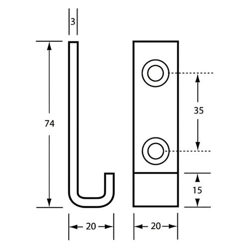 Dolphy Stainless Steel Single Robe Hook 20mm Silver