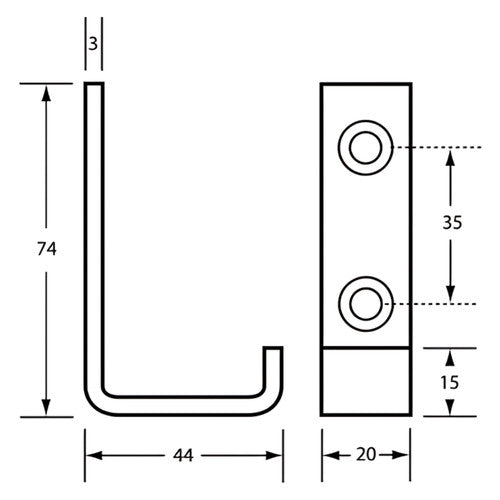 Dolphy Stainless Steel Single Robe Hook 44mm Silver