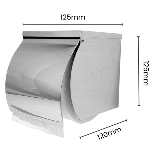 Dolphy Stainless Steel Single Toilet Roll Holder with Shelf Silver