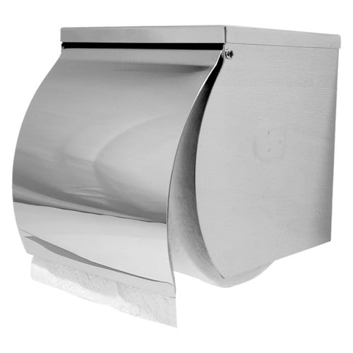 Dolphy Stainless Steel Single Toilet Roll Holder with Shelf Silver