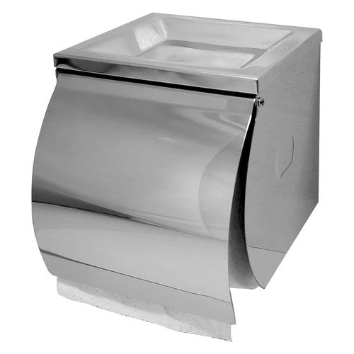Dolphy Stainless Steel Single Toilet Roll Holder with Shelf Silver