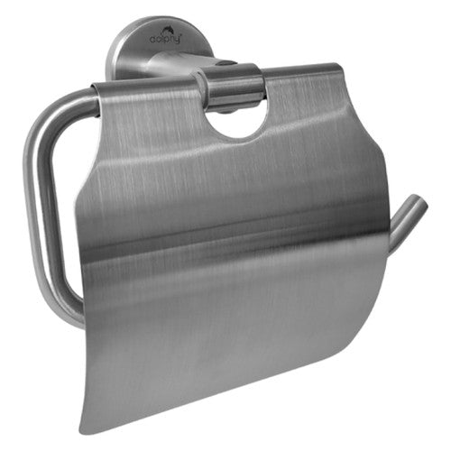 Dolphy Stainless Steel Toilet Roll Holder with Cover Brushed Silver