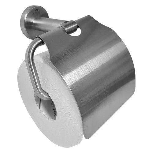 Dolphy Stainless Steel Toilet Roll Holder with Cover Brushed Silver