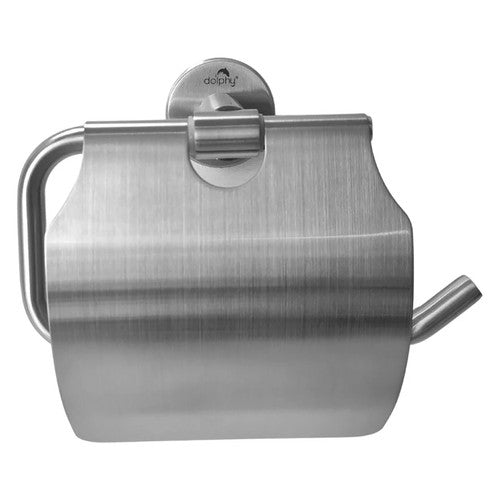 Dolphy Stainless Steel Toilet Roll Holder with Cover Brushed Silver
