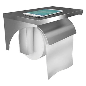 Dolphy Stainless Steel Toilet Roll Holder with Shelf Silver